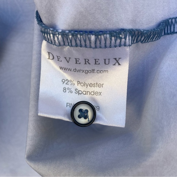 Devereux Navy Blue / Light Blue Geo Leafy Print Golf Polo XL - Picture 9 of 10